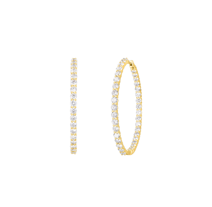 Roberto Coin 18k Yellow Gold In&Out Style Diamond Hoop Earrings