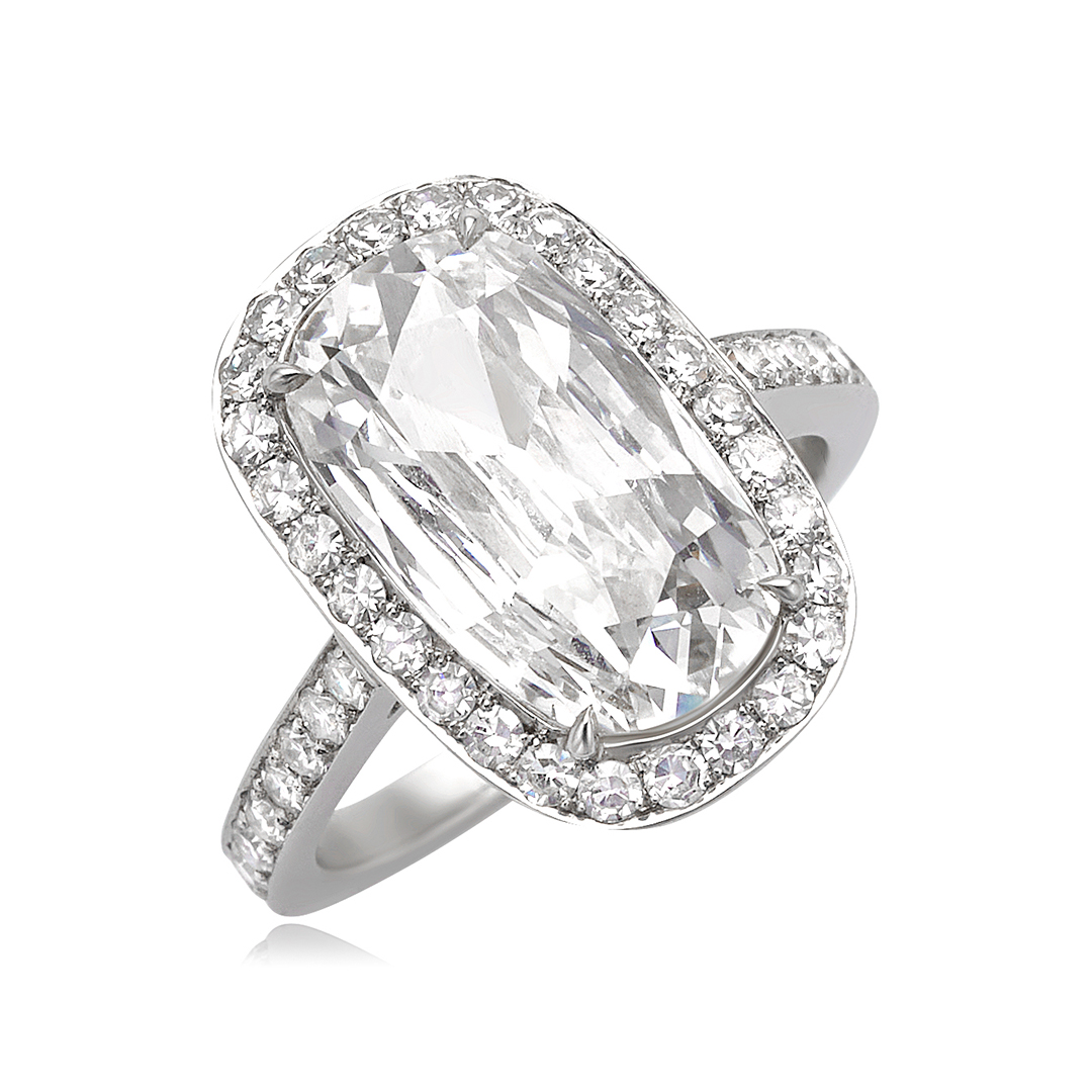4 CT Cushion Cut Diamond Platinum Engagement Ring