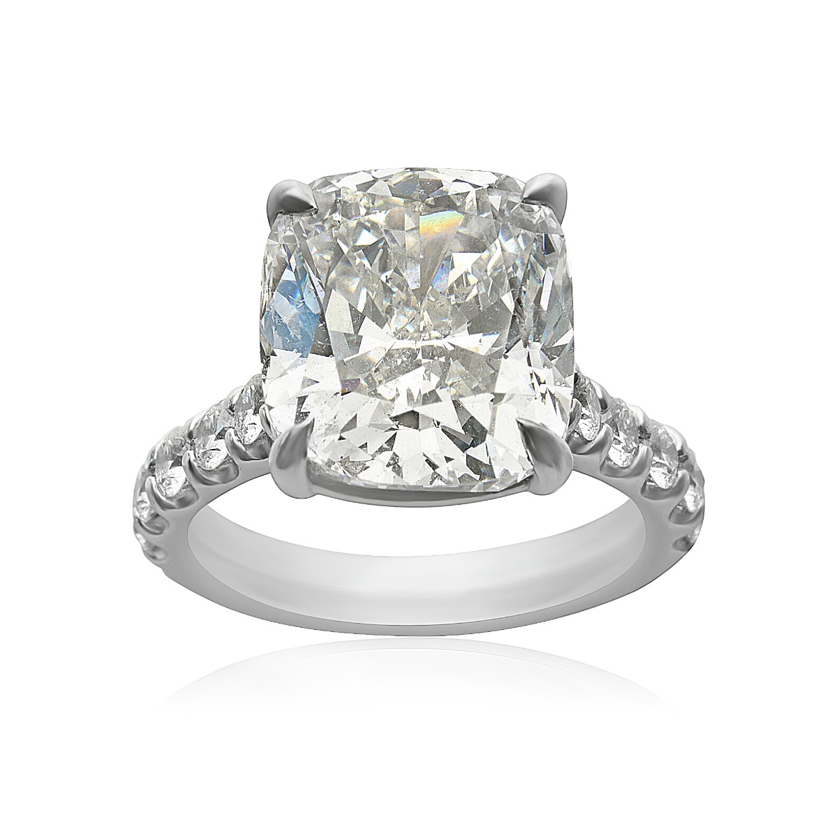 10.03 CT Cushion Cut Solitaire Diamond Engagement Platinum Ring