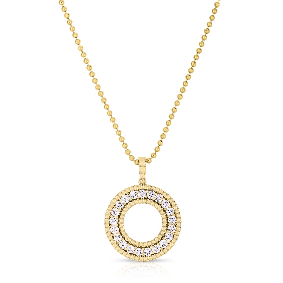 Roberto Coin Siena 18k Yellow Gold Circle Pendant Diamond Necklace