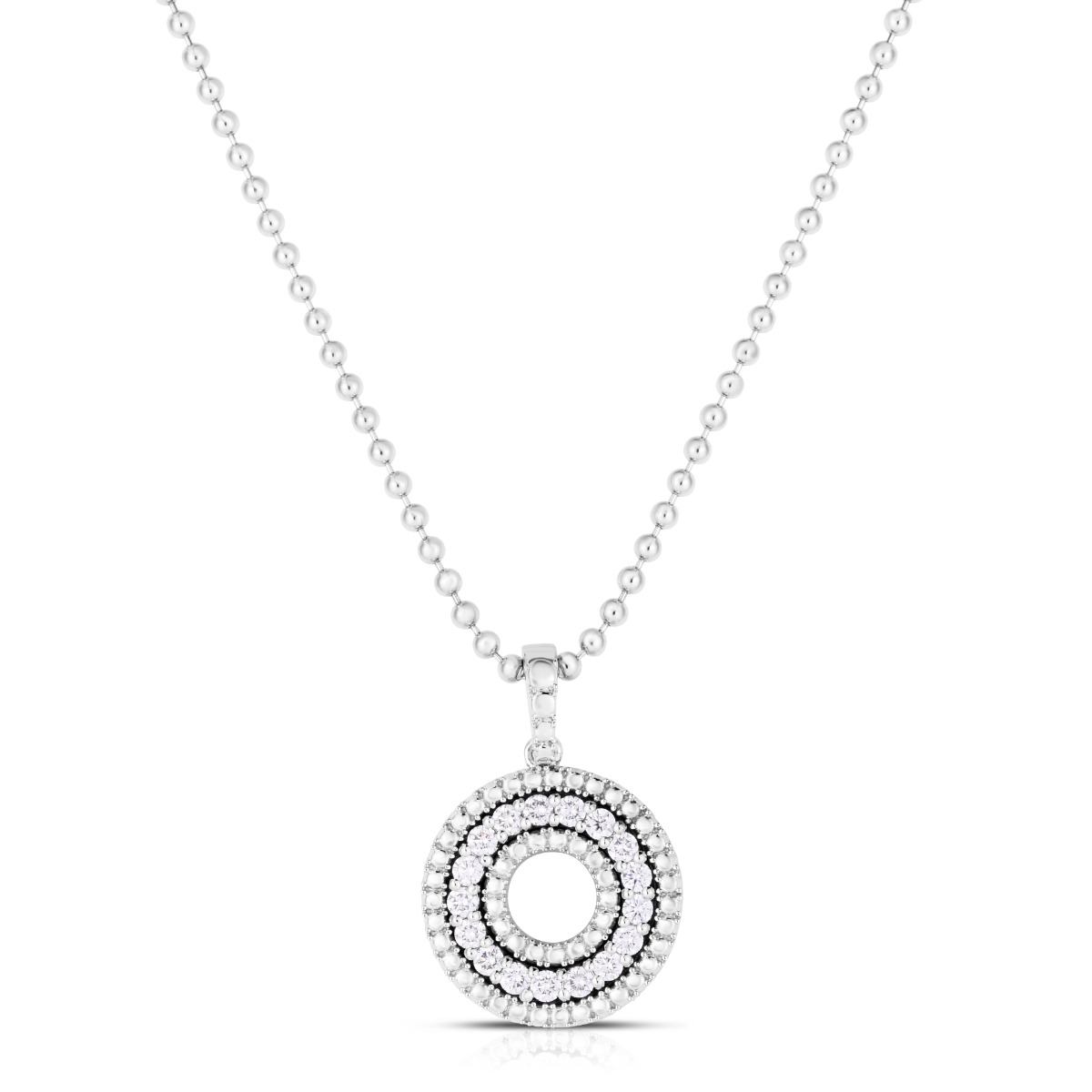 Roberto Coin Siena 18k White Gold Circle Pendant Diamond Necklace