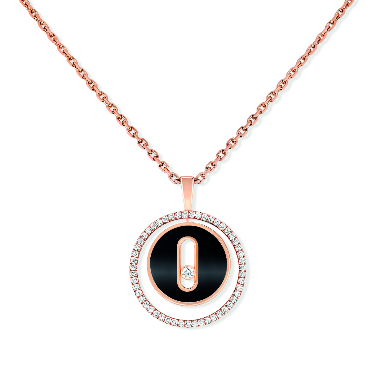 Messika 18k Rose Gold Lucky Move Onyx Necklace