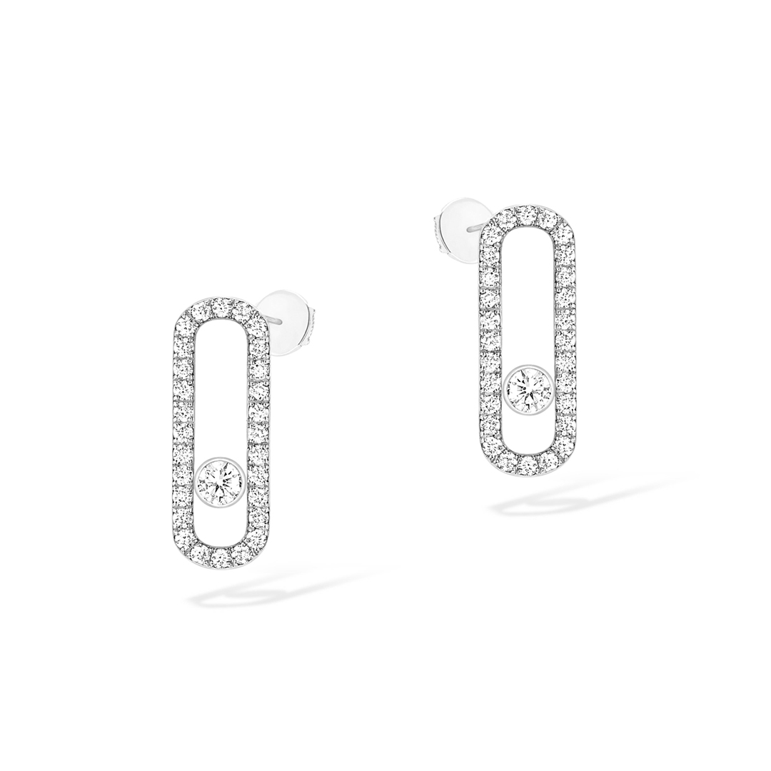 Messika 18k White Gold Move Uno Large Stud Earrings