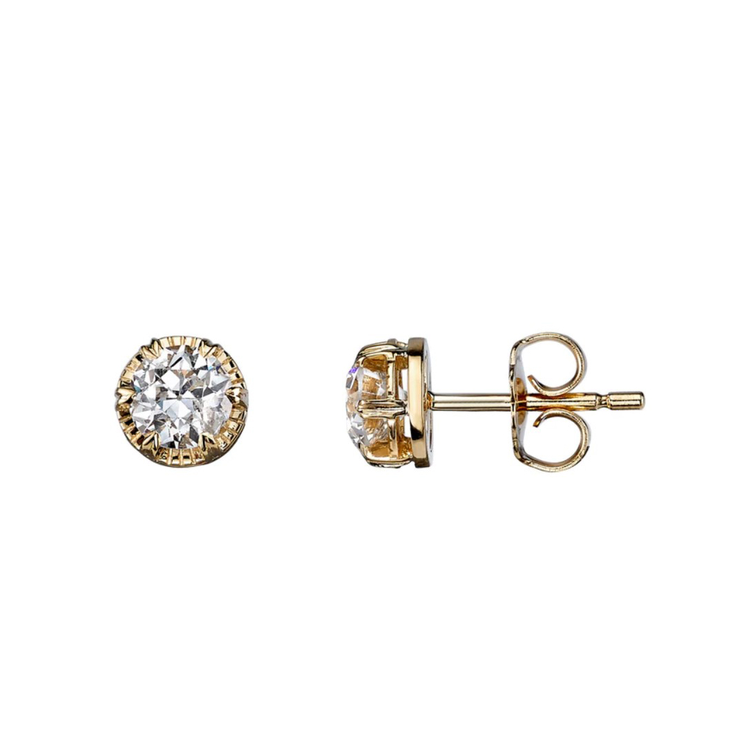 Single Stone Arielle 18k Yellow Gold Diamond Earrings