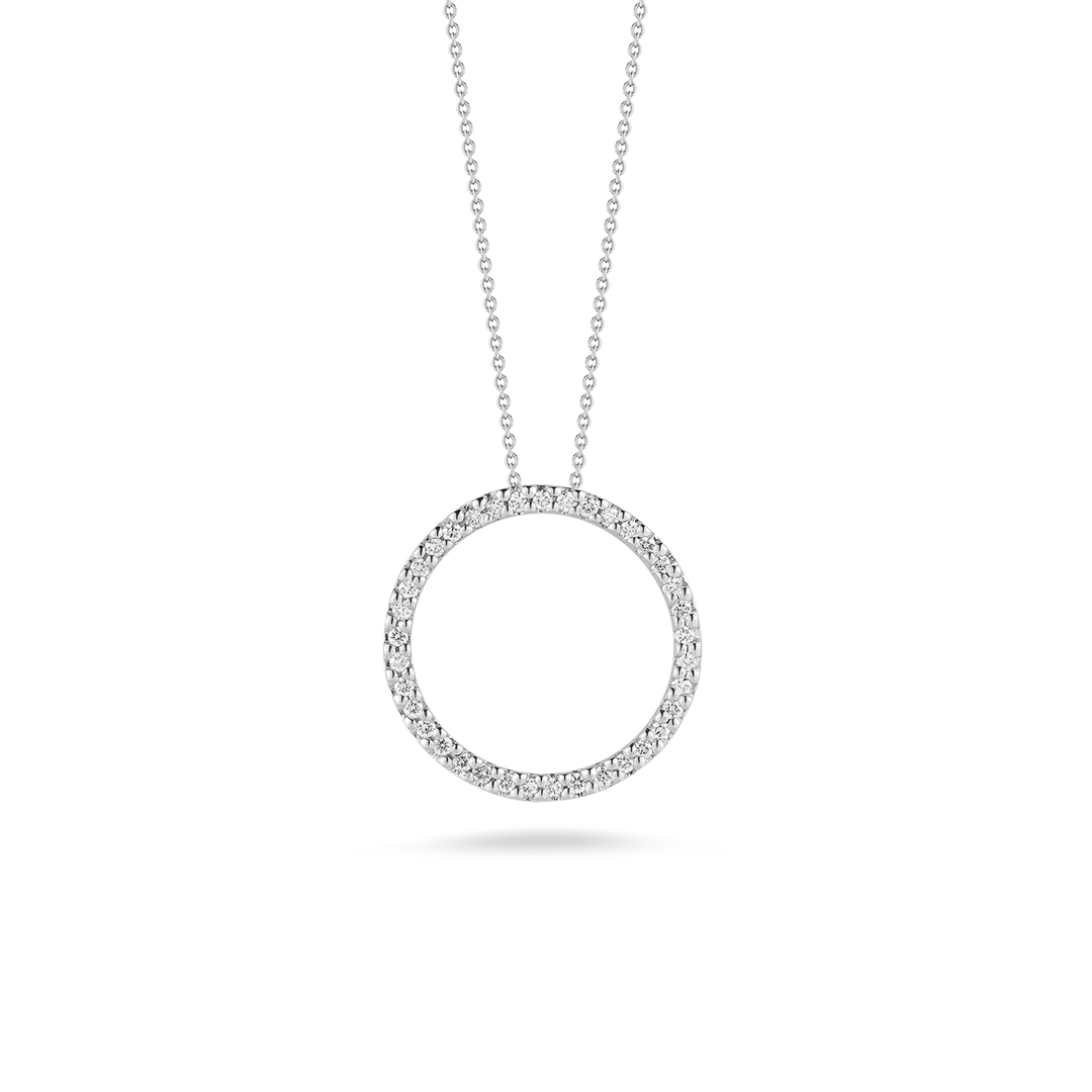 Roberto Coin 18k White Gold Small Diamond Circle Pendant