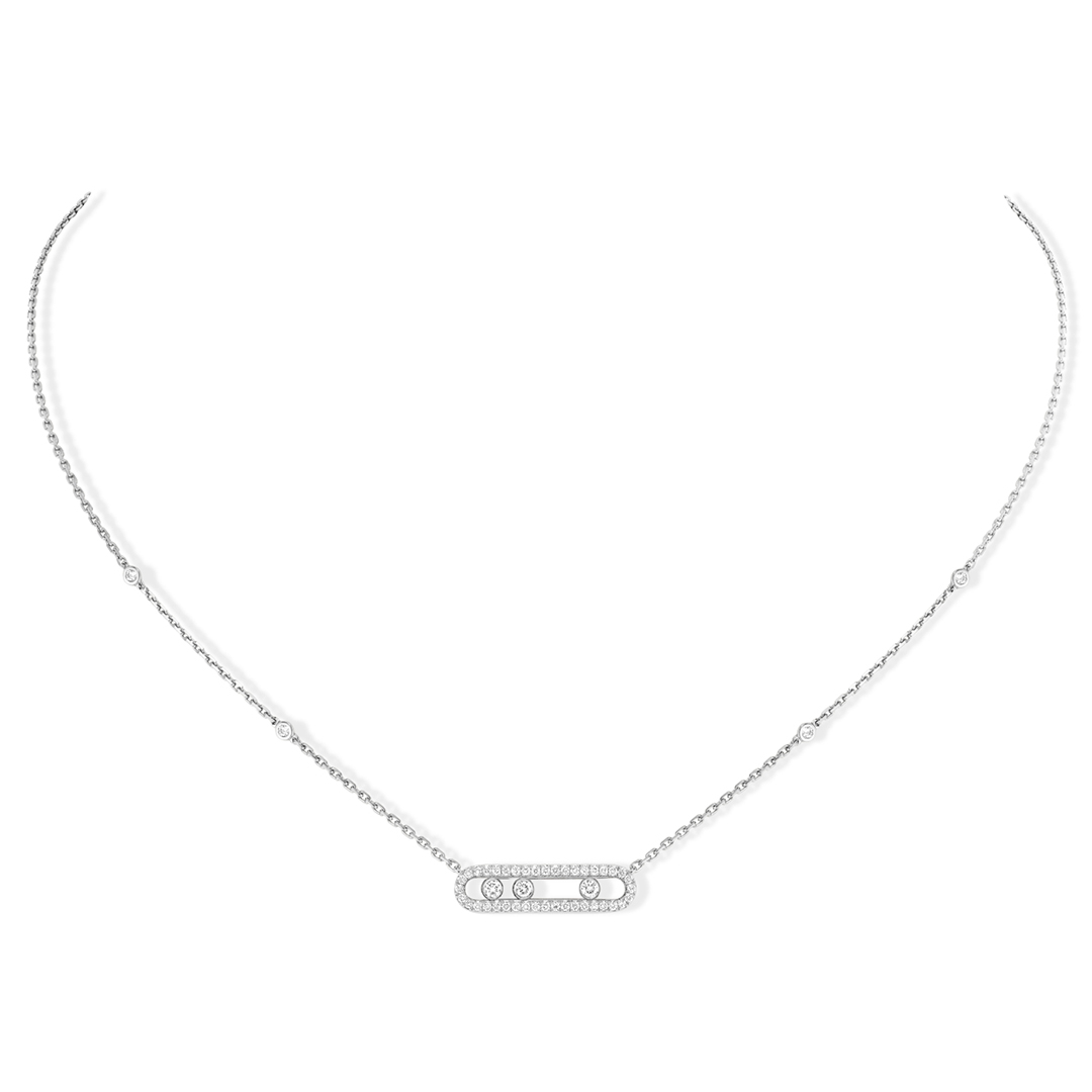 Messika 18k White Gold Baby Move Pave Necklace