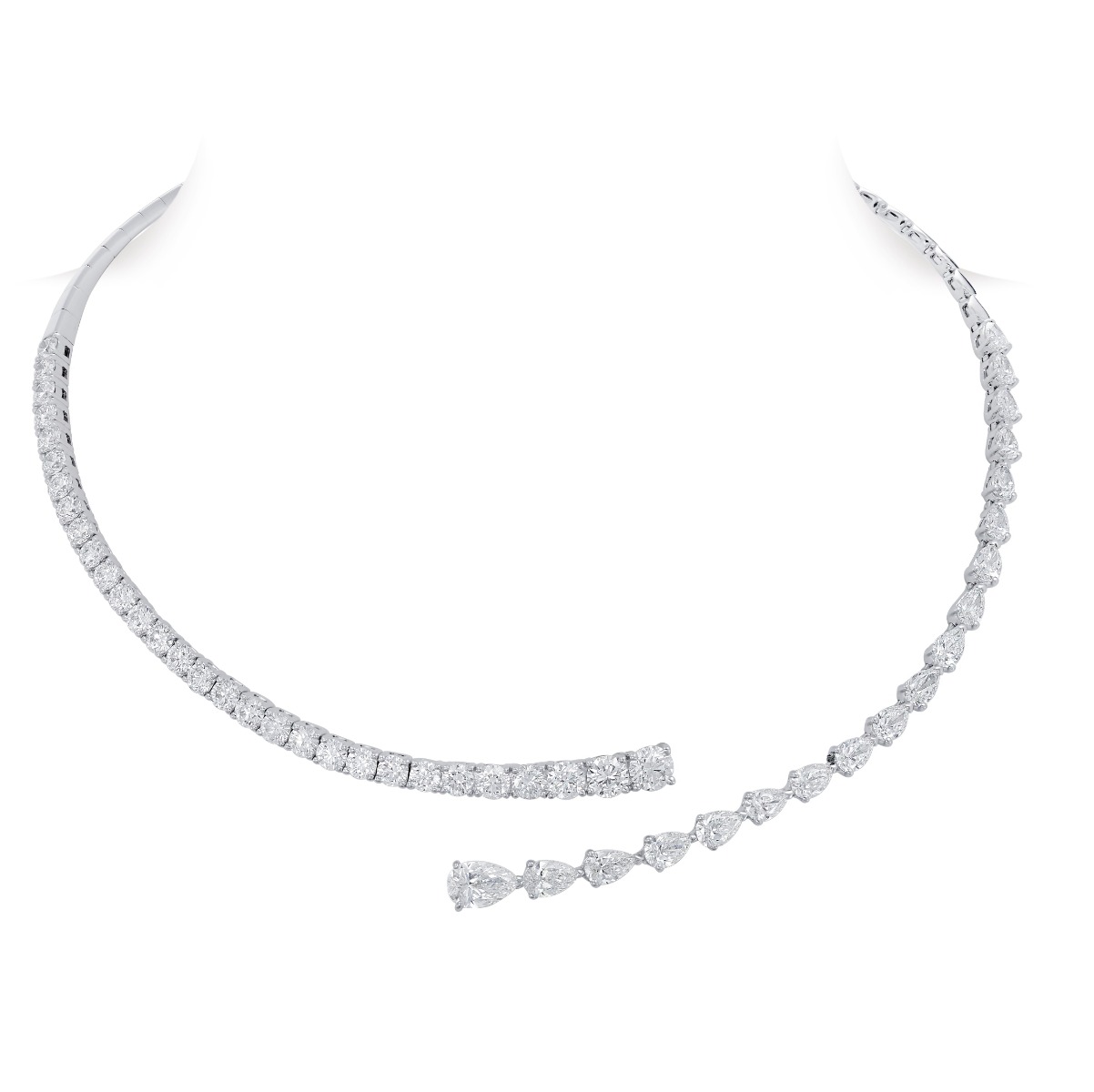 18k White Gold Diamond Bypass Choker Necklace