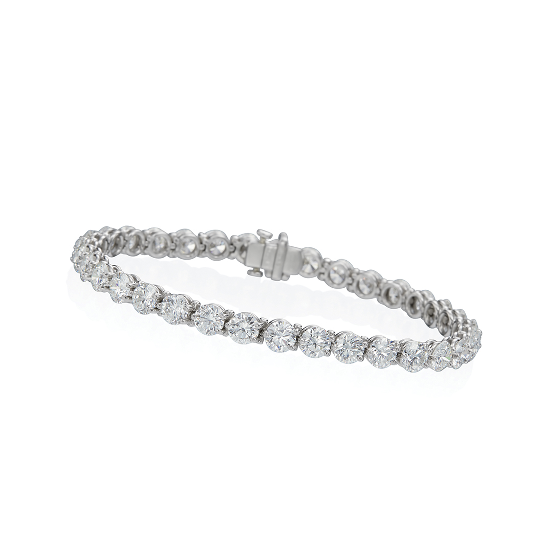 Platinum 13.99ct Round Cut Diamond Line Bracelet