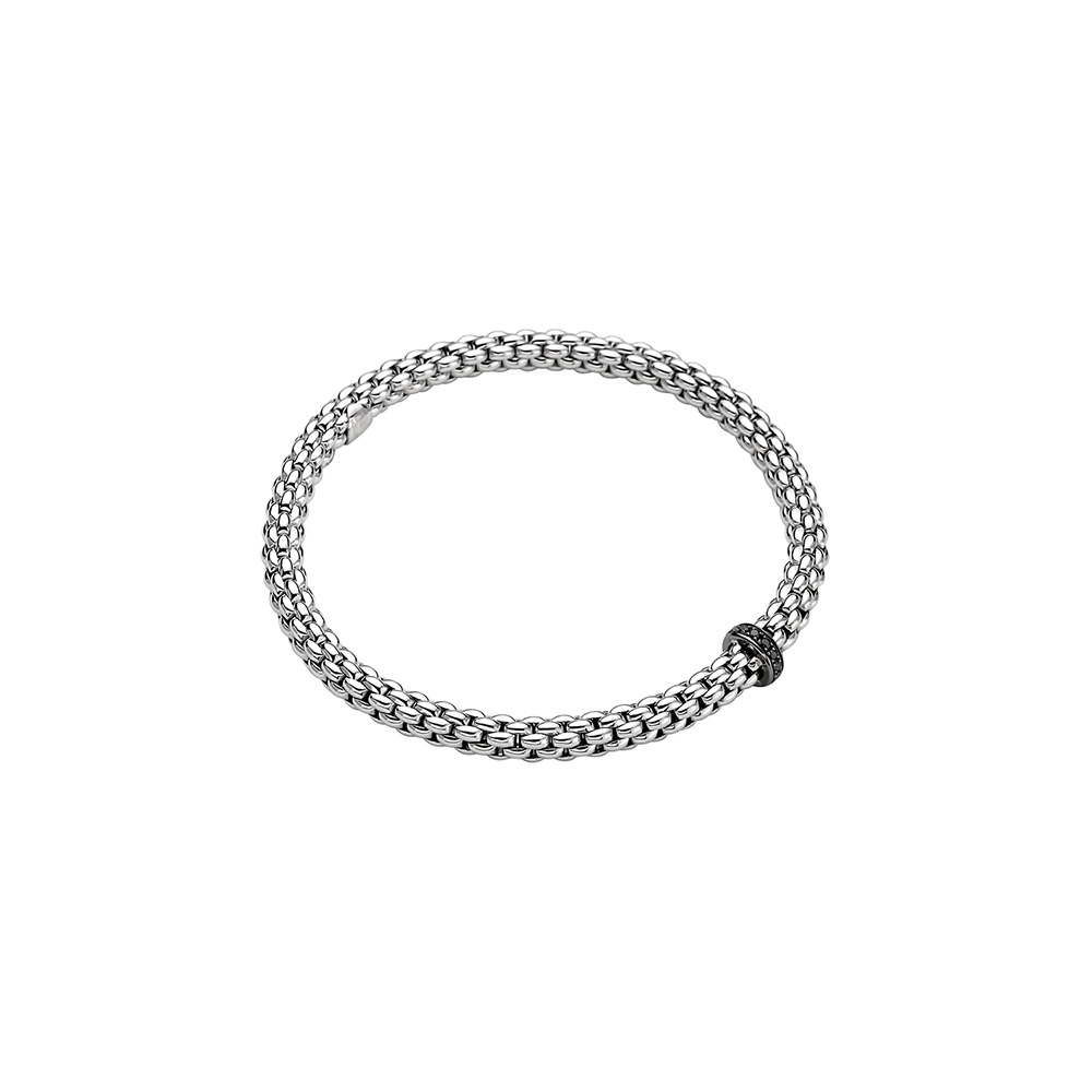 FOPE 18k White Gold Vendome Flex-it Black Diamond Bracelet