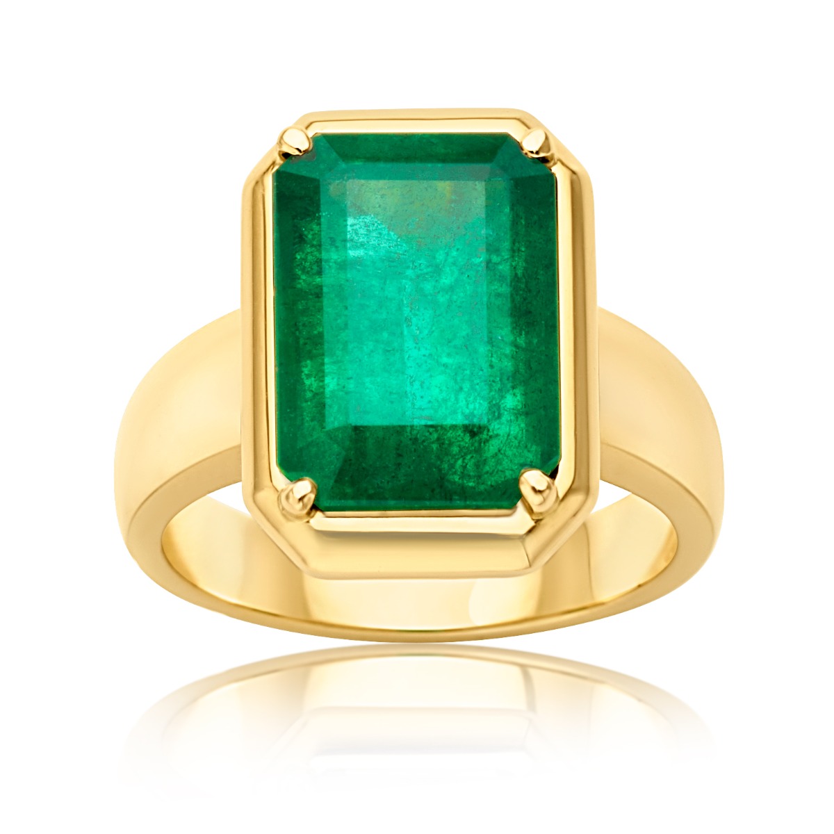 4.92 CT Zambian Emerald 18k Yellow Gold Ring