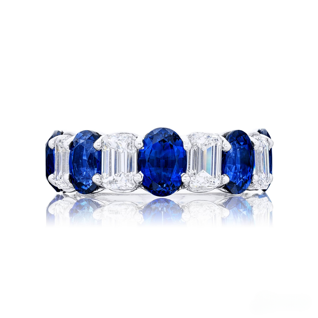 JB Star Platinum Blue Sapphire & Diamond Ring