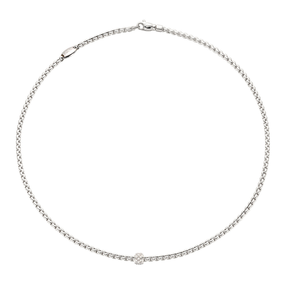 FOPE Eka 18k White Gold Diamond Pave Rondel Rope Necklace