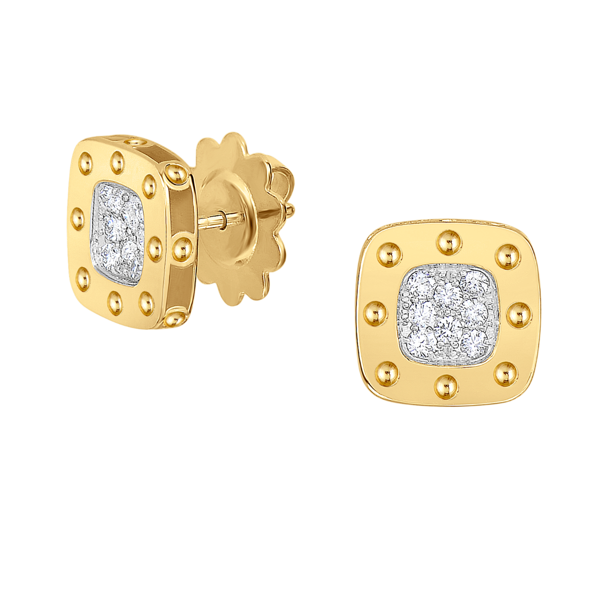 Roberto Coin 18k Yellow & White Gold Diamond Stud Earrings