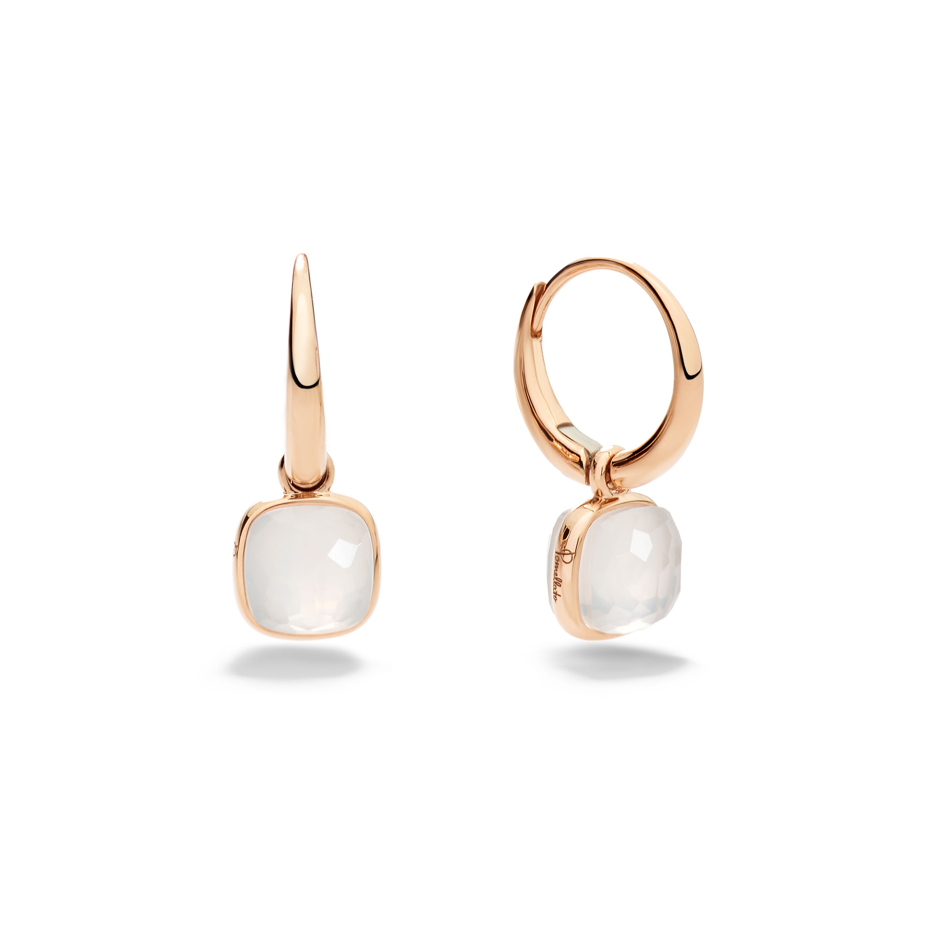 Pomellato Nudo Mini 18k Rose Gold Milky Quartz Earrings POC5020