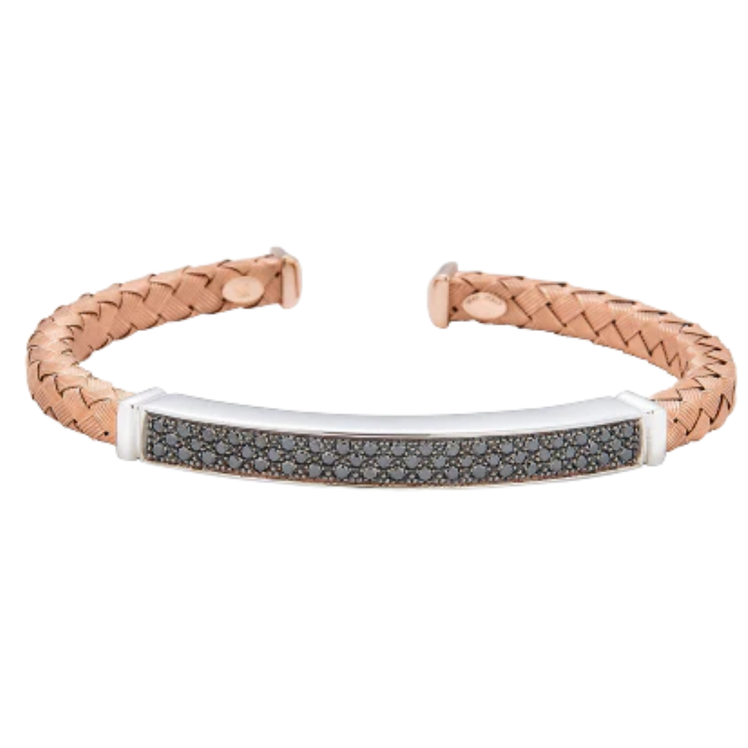 Piranesi 18k Rose Gold, White Gold & Titanium Woven Black Diamond Men's  Bracelet