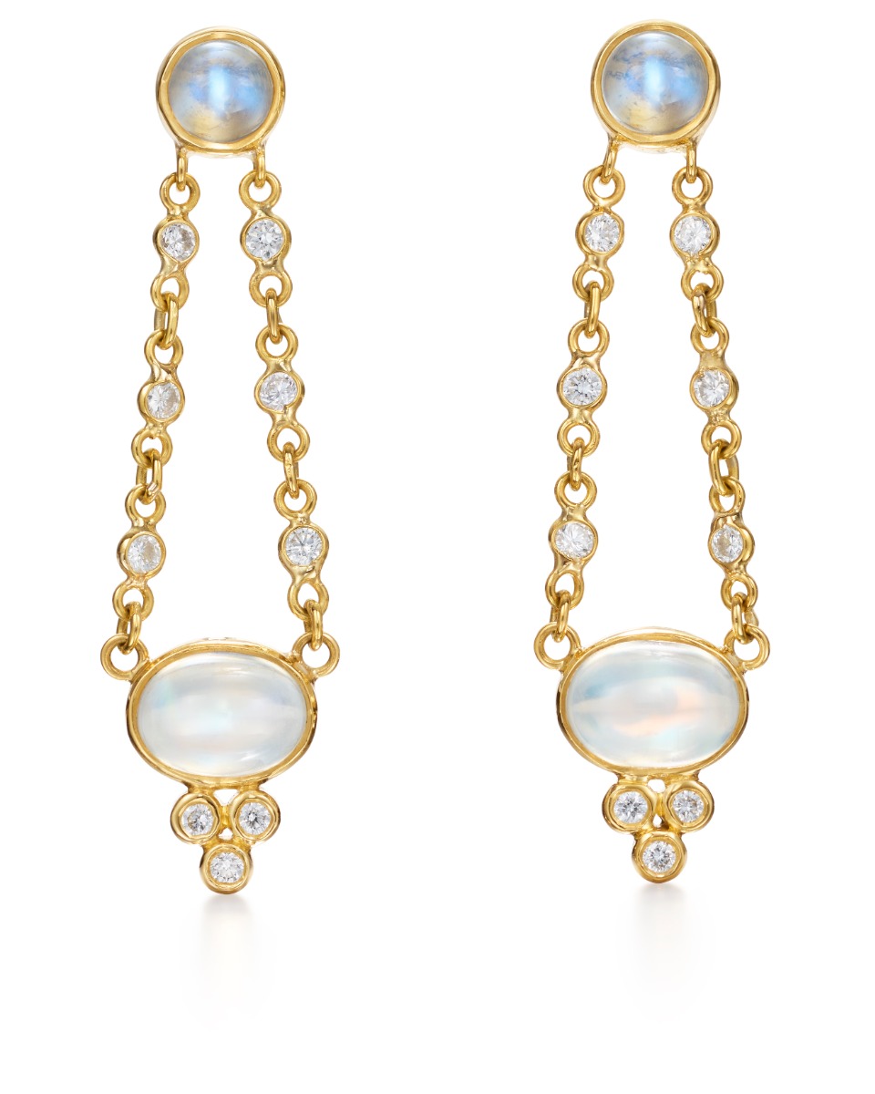 Temple St. Clair 18k Yellow Gold Blue Moonstone Swing Earring