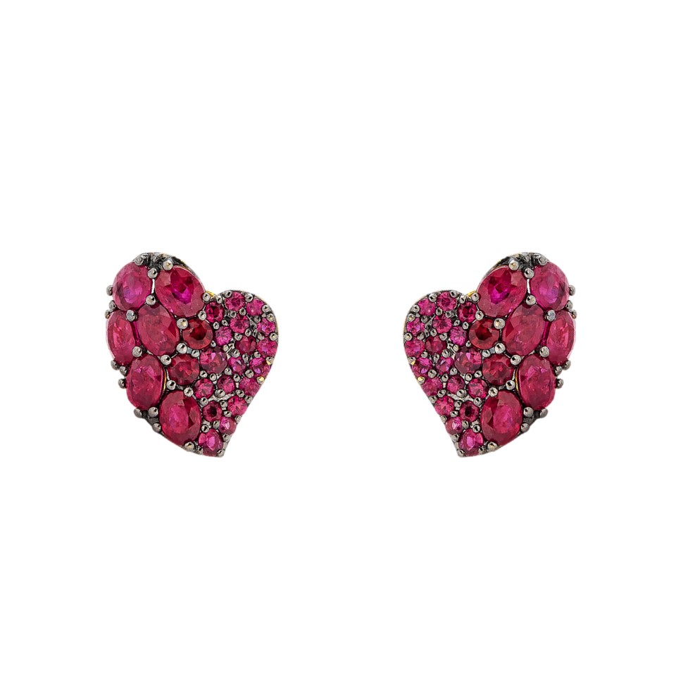 14k Rose Gold Disk Design Heart Diamond Earrings Stud Post Studs Round –  ASweetPear