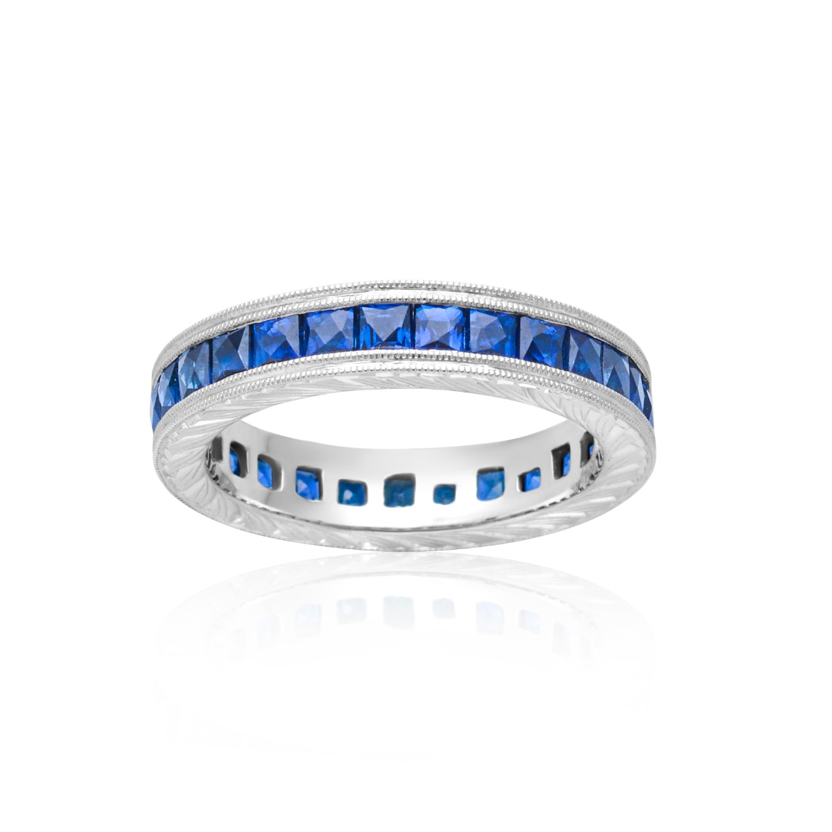 18k White Gold Blue Sapphire Eternity Ring
