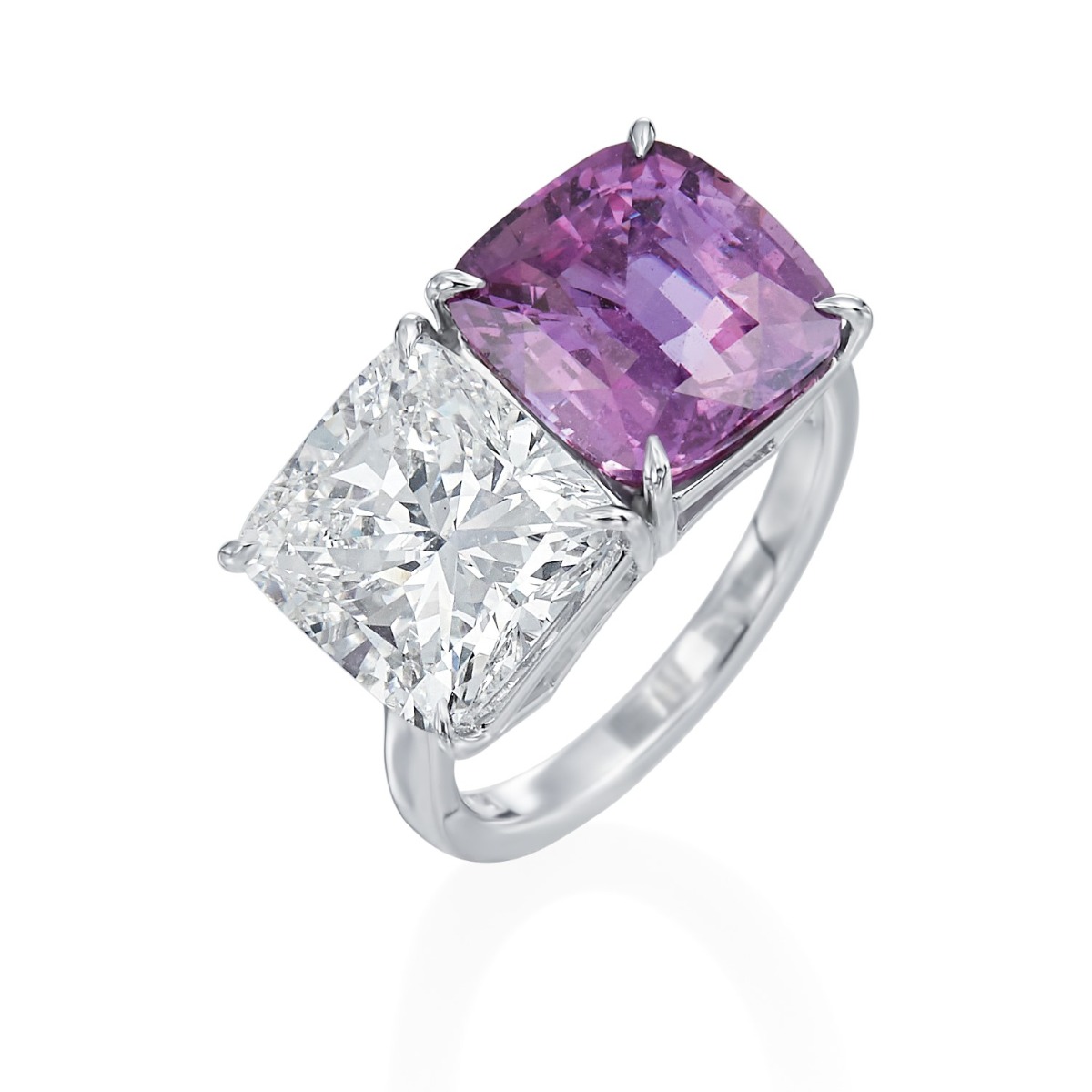 Piranesi Platinum Pink Sapphire & Diamond 2 Stone Ring