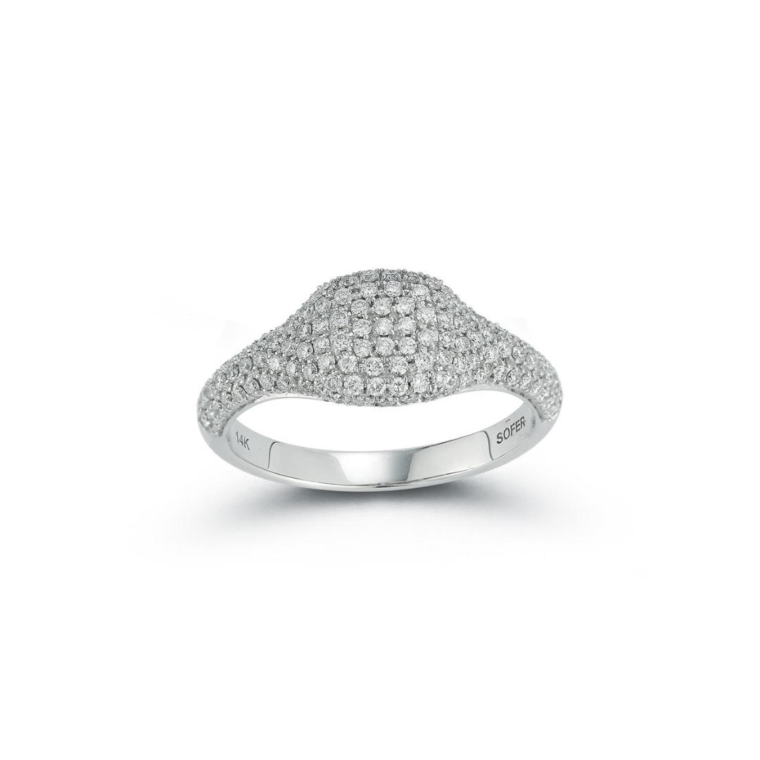 18k White Gold Diamond Signet Ring